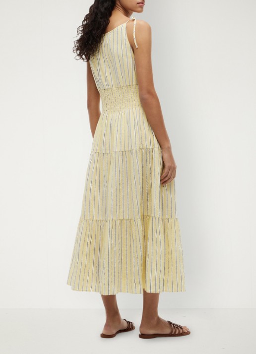 Tommy Hilfiger Midi jurk in katoenblend - achterkant lichtgeel