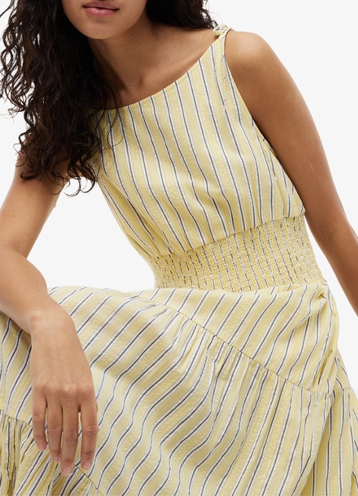 Tommy Hilfiger Midi jurk in katoenblend - detail 3 lichtgeel
