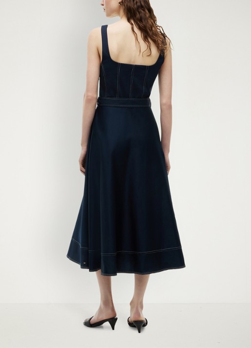 Tommy Hilfiger Midi jurk met ceintuur - achterkant 3 donkerblauw