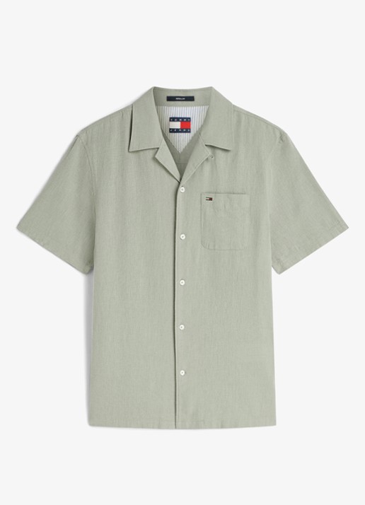 Tommy Hilfiger Midi jurk met plooien en logoborduring - voorkant donkerblauw