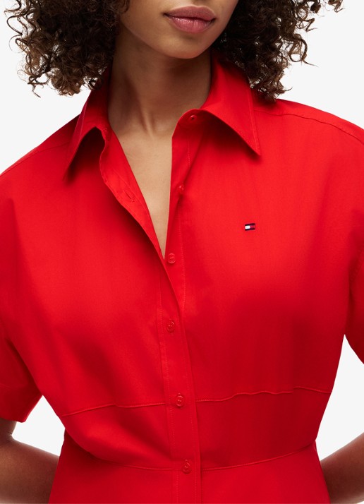 Tommy Hilfiger Midi jurk met plooien - detail 2 vuurrood