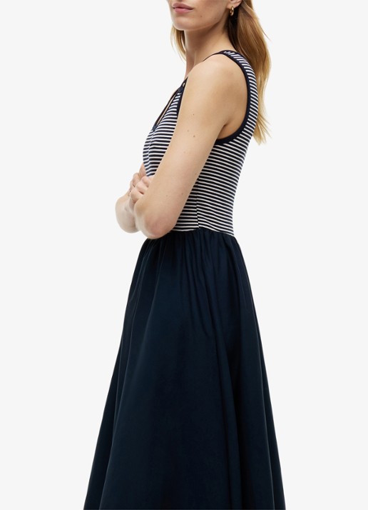 Tommy Hilfiger Midi jurk met plooien - detail 2 donkerblauw