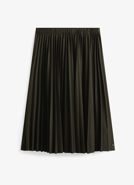 Tommy Hilfiger Midi rok met plissé - voorkant 2 legergroen
