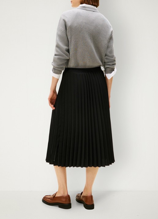 Tommy Hilfiger Midi rok met plissé - achterkant zwart