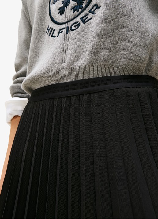 Tommy Hilfiger Midi rok met plissé - detail 3 zwart