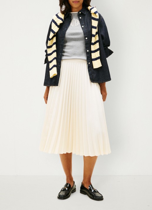 Tommy Hilfiger Midi rok met plissé - voorkant 3 creme