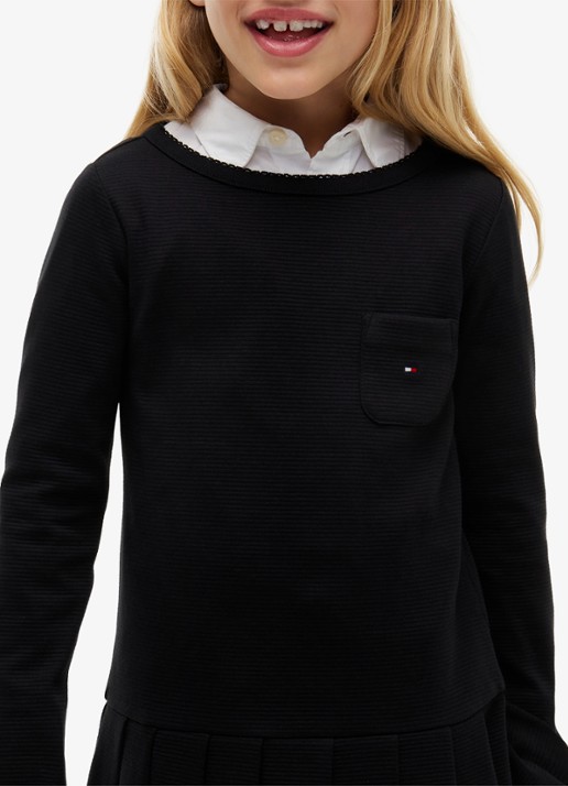 Tommy Hilfiger Mini A-lijn jurk met plooien - detail 4 zwart