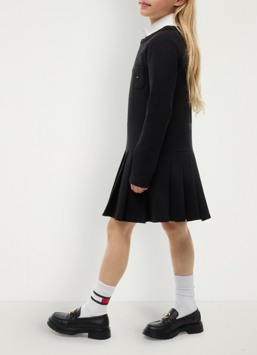 Tommy Hilfiger Mini A-lijn jurk met plooien - detail 5 zwart