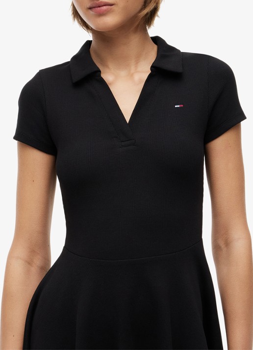 Tommy Hilfiger Mini jurk met logoborduring - detail 5 zwart