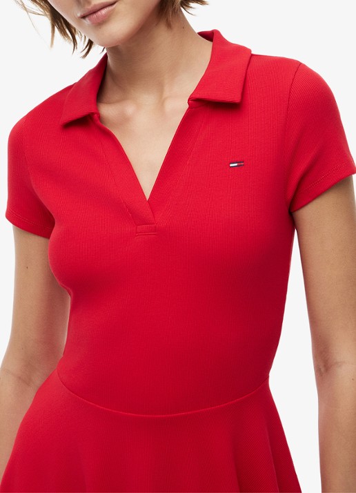 Tommy Hilfiger Mini jurk met logoborduring - detail 4 rood