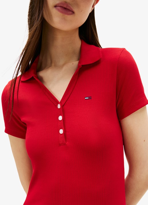 Tommy Hilfiger Mini jurk met polokraag - detail 4 rood