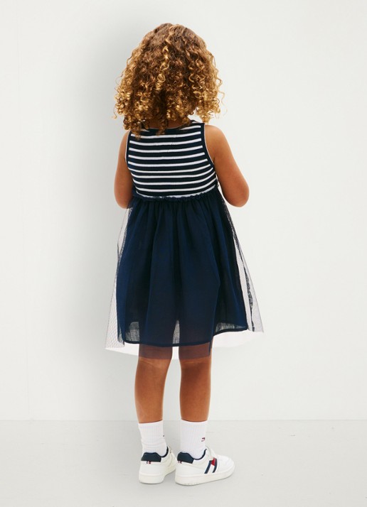 Tommy Hilfiger Mini jurk met streepprint - detail 4 donkerblauw