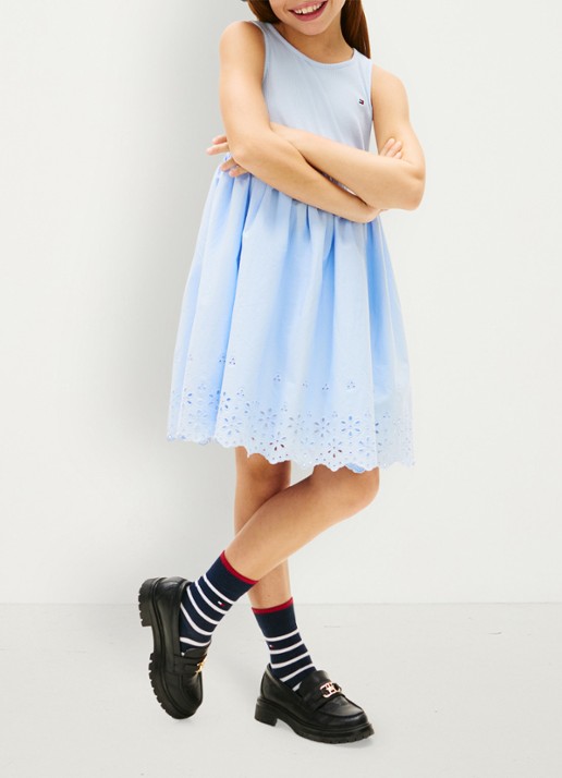 Tommy Hilfiger Mini jurk van katoen - voorkant 2 blauw