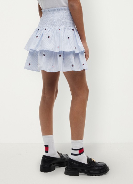 Tommy Hilfiger Mini rok met streepprint - achterkant 5 lichtblauw