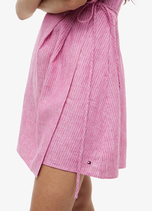 Tommy Hilfiger Mini wikkeljurk met pofmouw - detail 4 roze