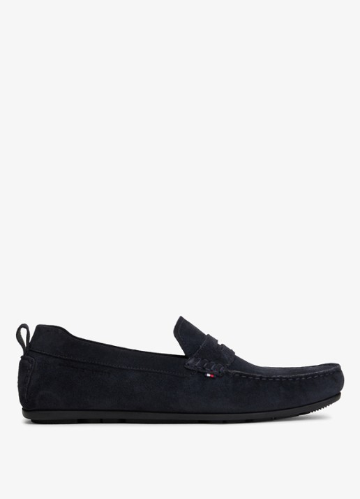 Tommy Hilfiger Mocassin van suède - voorkant 2 donkerblauw