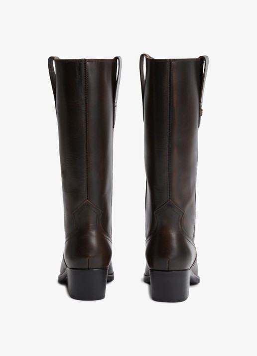 Tommy Hilfiger Monogram cowboylaars van leer  - detail 5 donkerbruin