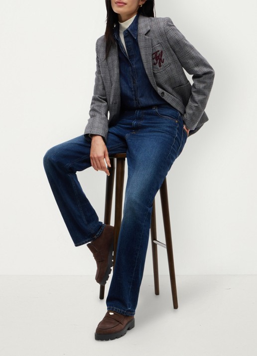 Tommy Hilfiger Monogram enkellaars van suède - voorkant 2 donkerbruin