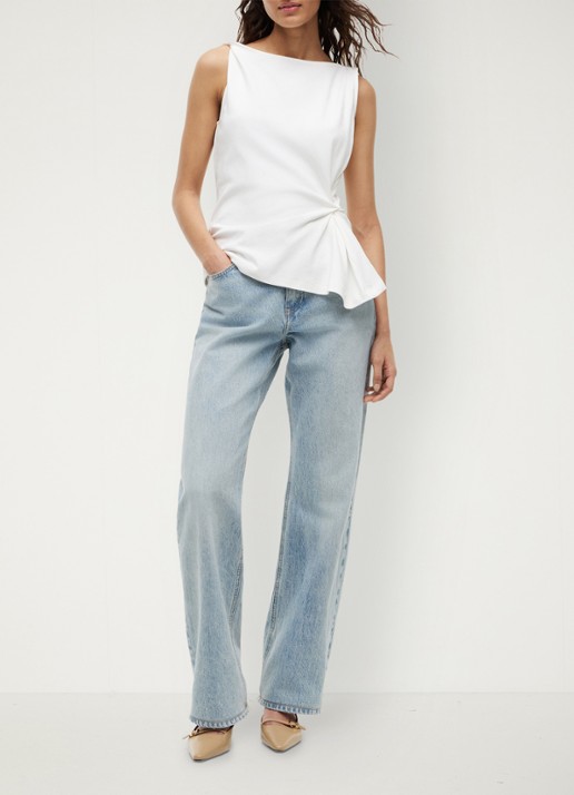 Tommy Hilfiger Mouwloze top met geknoopt detail - voorkant 2 gebroken wit