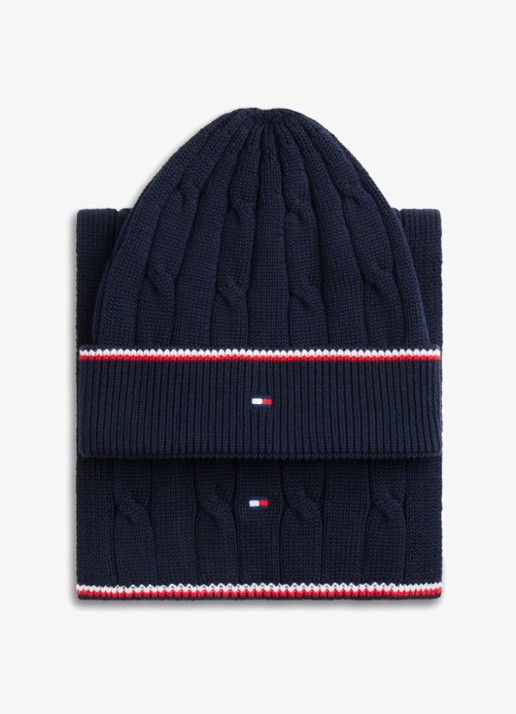 Tommy Hilfiger Muts en sjaal in giftbox - voorkant 4 donkerblauw