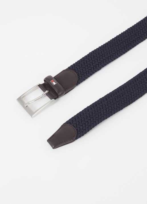 Tommy Hilfiger New Adan riem met leren details - detail 2 donkerblauw