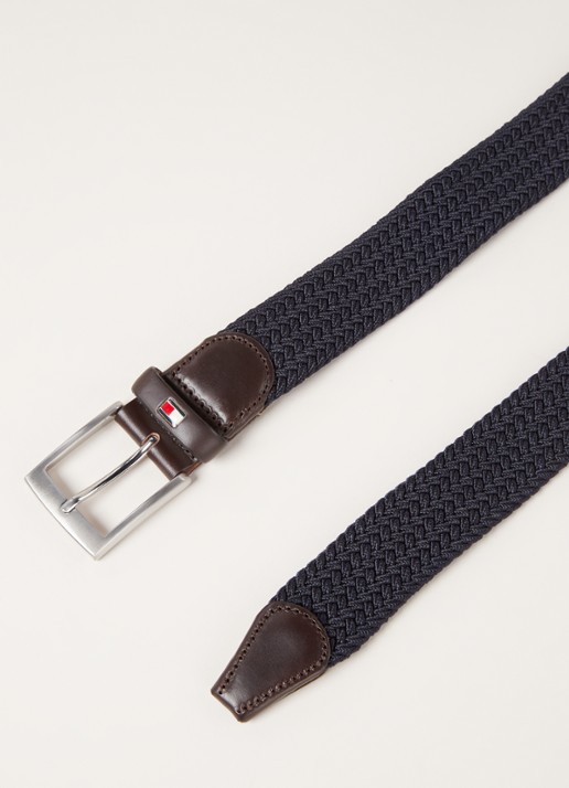 Tommy Hilfiger New Adan riem met leren details  - detail donkerblauw