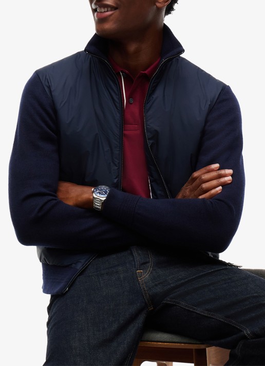Tommy Hilfiger New York Label jack in wolblend  - detail 6 donkerblauw