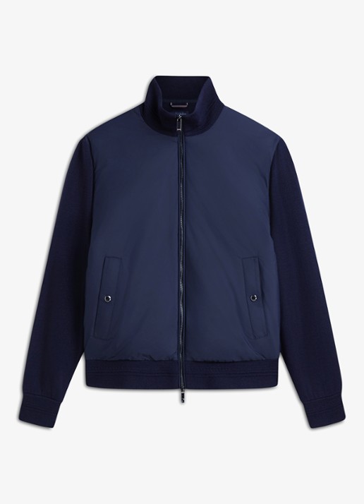 Tommy Hilfiger New York Label jack in wolblend  - voorkant 2 donkerblauw