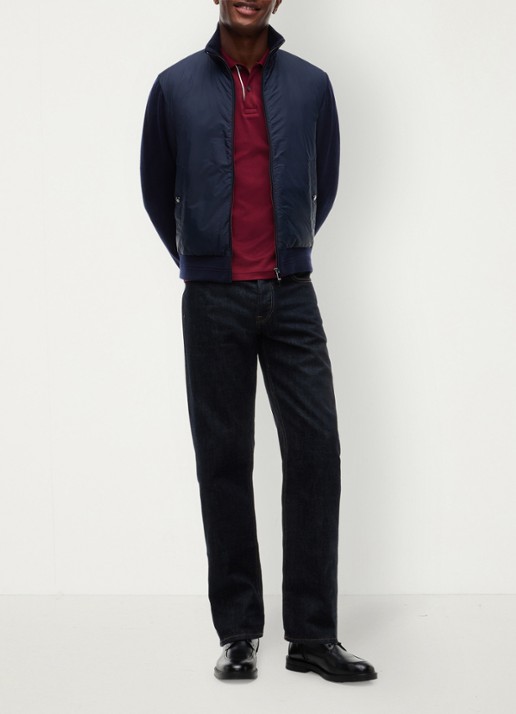 Tommy Hilfiger New York Label jack in wolblend  - voorkant 3 donkerblauw