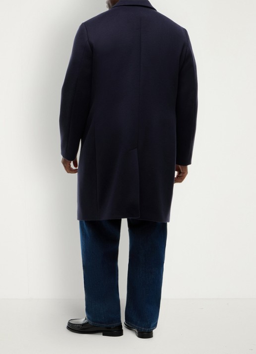 Tommy Hilfiger New York Label mantel in wolblend - achterkant 3 donkerblauw