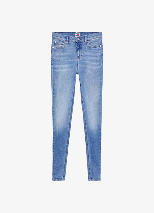 Tommy Hilfiger Nora mid waist skinny jeans met lichte wassing - voorkant 3 indigo
