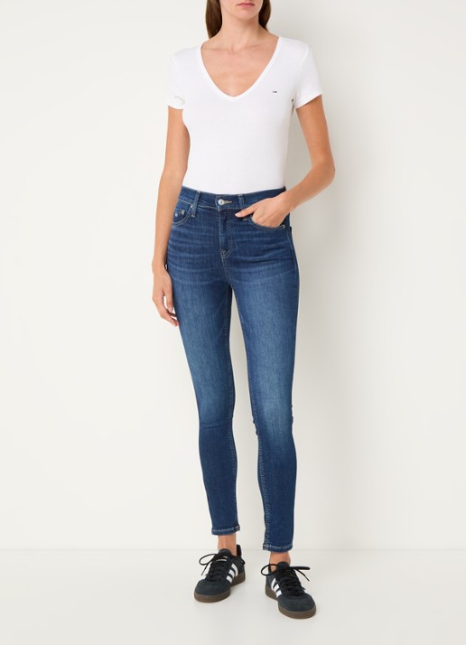 Tommy Hilfiger Nora mid waist skinny jeans met medium wassing - voorkant 8 indigo