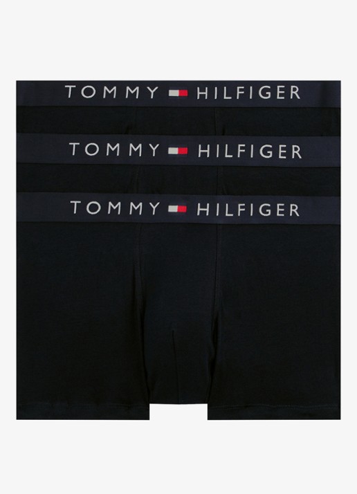 Tommy Hilfiger Original boxershorts met logoband in 3-pack - voorkant middenblauw