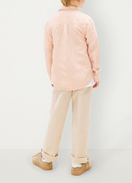 Tommy Hilfiger Overhemd in linnenblend met streepprint - achterkant 5 oranje