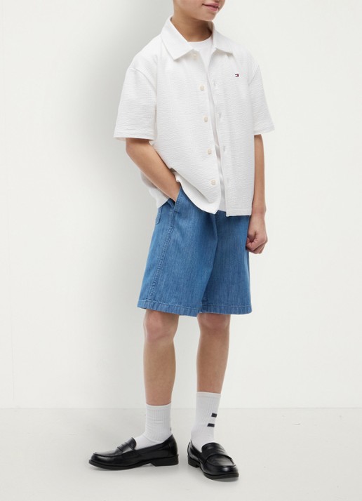 Tommy Hilfiger Overhemd met logoborduring - voorkant 2 wit