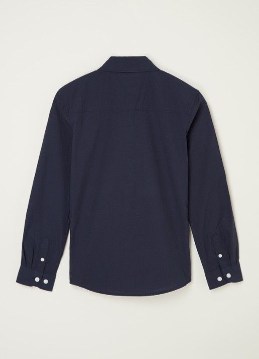 Tommy Hilfiger Overhemd met stretch en logoborduring - achterkant 3 donkerblauw
