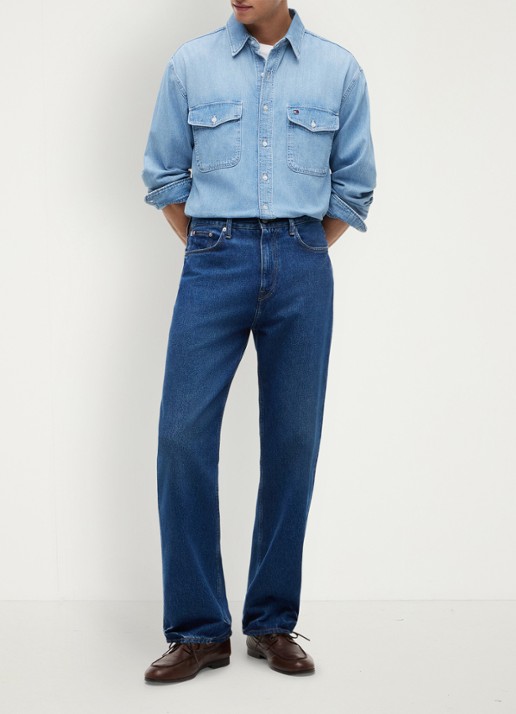 Tommy Hilfiger Overhemd van denim - voorkant 3 lichtblauw