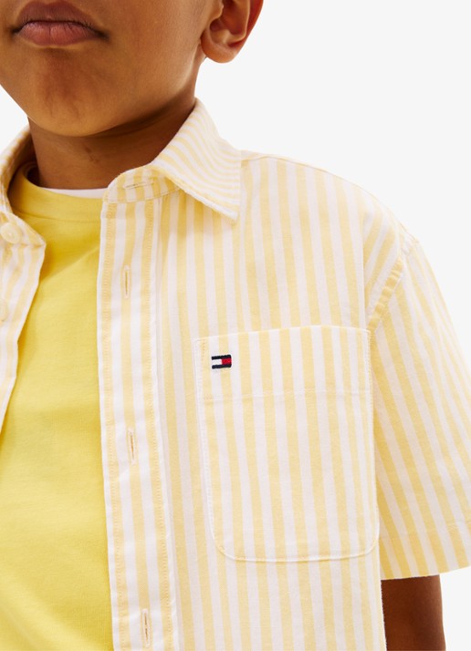 Tommy Hilfiger Overshirt met streepprint en logo - detail 4 geel