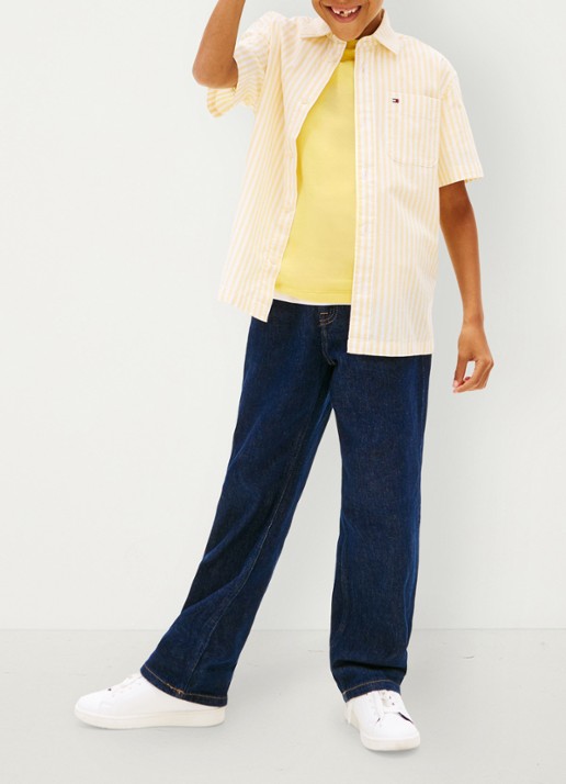 Tommy Hilfiger Overshirt met streepprint en logo - voorkant 2 geel