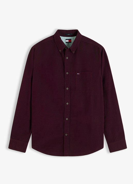 Tommy Hilfiger Overshirt van corduroy - voorkant 4 bordeauxrood