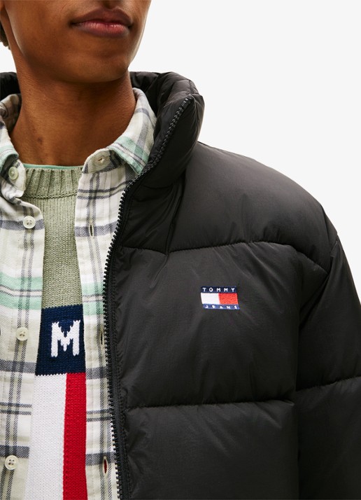 Tommy Hilfiger Oversized puffer jack met waterafstotende coating - detail 5 zwart