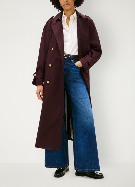 Tommy Hilfiger Oversized trenchcoat met steekzakken en ceintuur - voorkant 3 aubergine