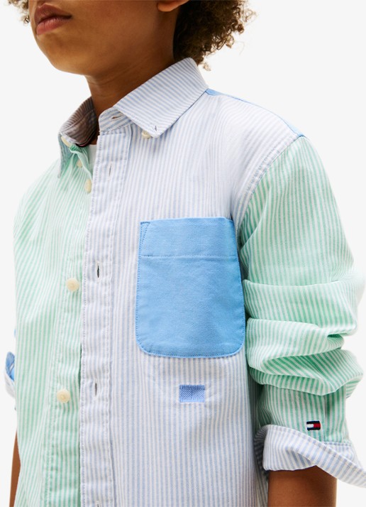 Tommy Hilfiger Oxford overhemd met colour blocking - detail 4 donkerblauw
