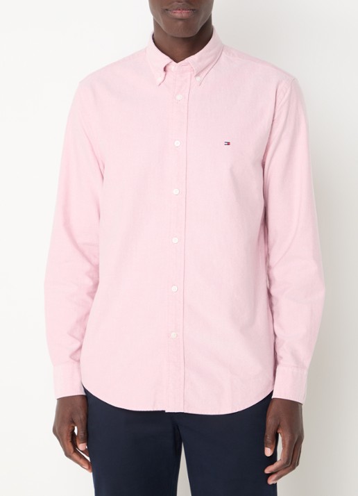 Tommy Hilfiger Oxford regular fit overhemd met logo - detail 4 oudroze