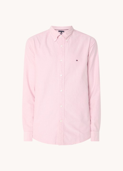 Tommy Hilfiger Oxford regular fit overhemd met logo - voorkant oudroze