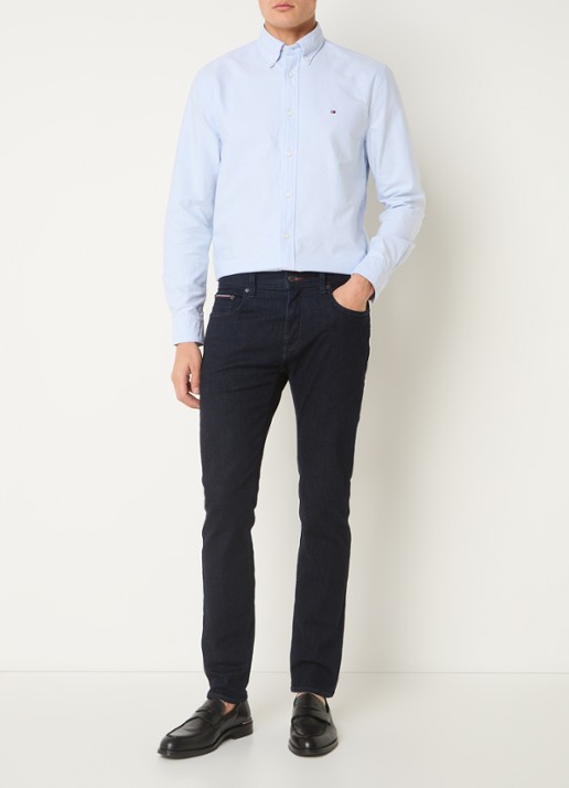 Tommy Hilfiger Oxford regular fit overhemd met logo - voorkant 2 lichtblauw