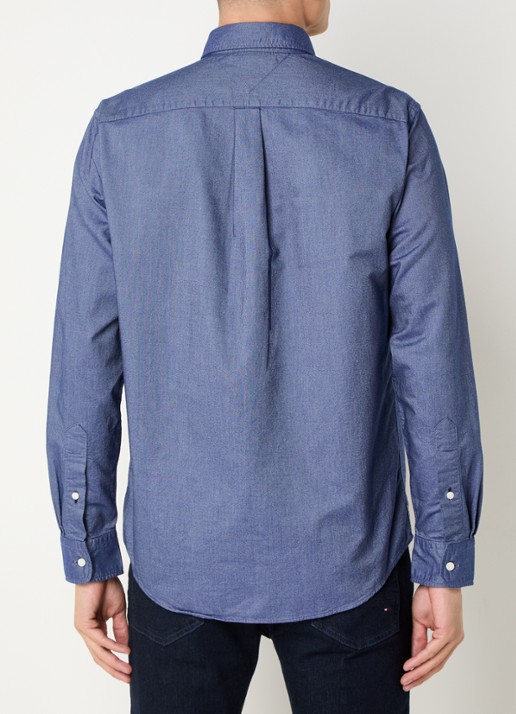 Tommy Hilfiger Oxford regular fit overhemd met logo - achterkant donkerblauw