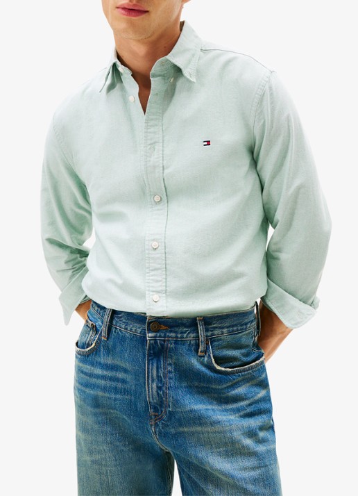 Tommy Hilfiger Oxford regular fit overhemd met logo - detail 4 groen