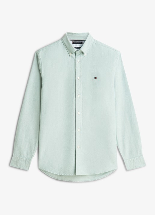 Tommy Hilfiger Oxford regular fit overhemd met logo - voorkant groen