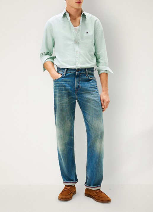 Tommy Hilfiger Oxford regular fit overhemd met logo - voorkant 2 groen